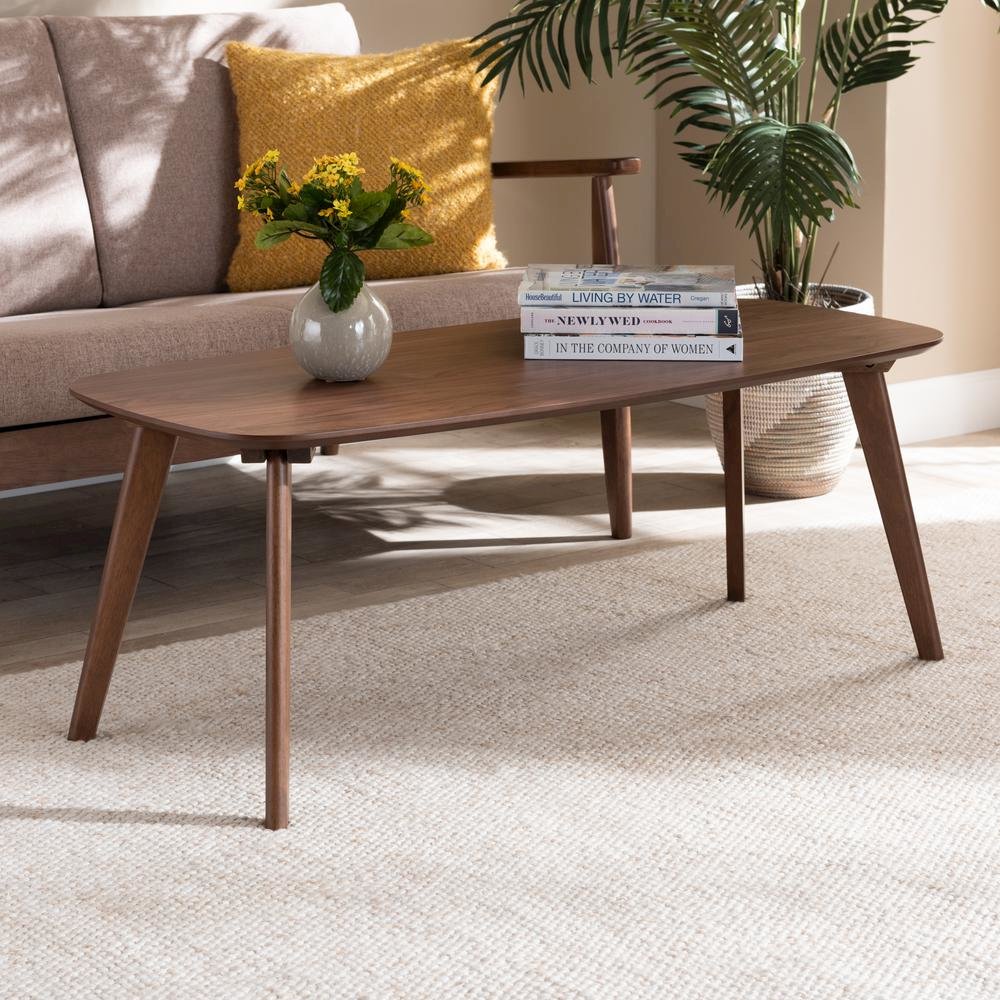 Baxton Studio Dahlia Mid-Century Modern Walnut Finished Coffee Table. Picture 12