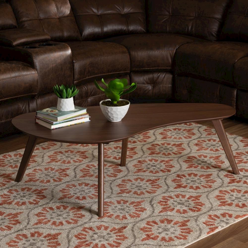 Baxton Studio Scarlette Mid-Century Modern Walnut Finished Coffee Table. Picture 14