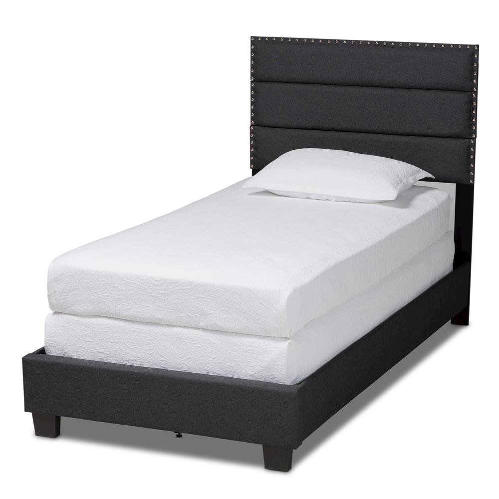 Ansa Modern and Contemporary Dark Grey Fabric Upholstered Twin Size Bed. Picture 9
