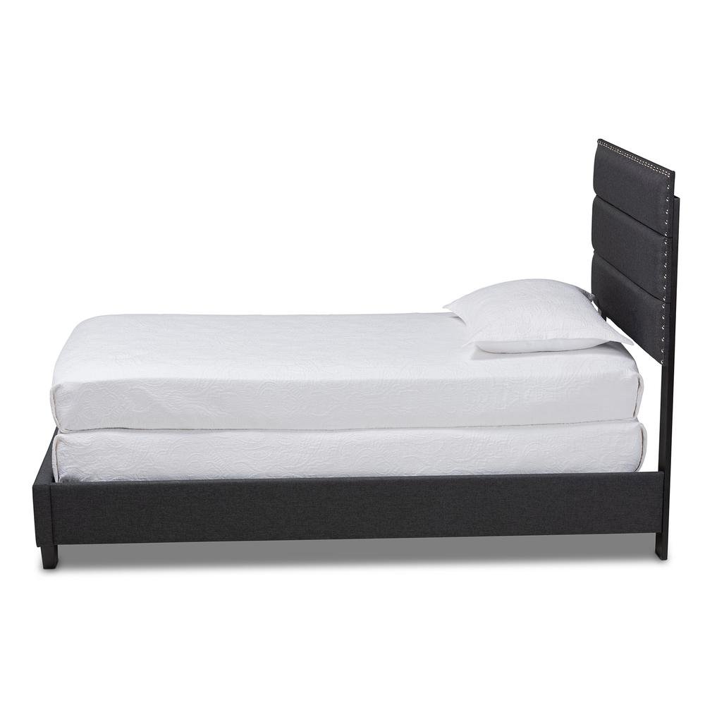 Ansa Modern and Contemporary Dark Grey Fabric Upholstered Twin Size Bed. Picture 10