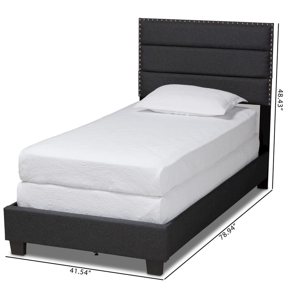 Ansa Modern and Contemporary Dark Grey Fabric Upholstered Twin Size Bed. Picture 16