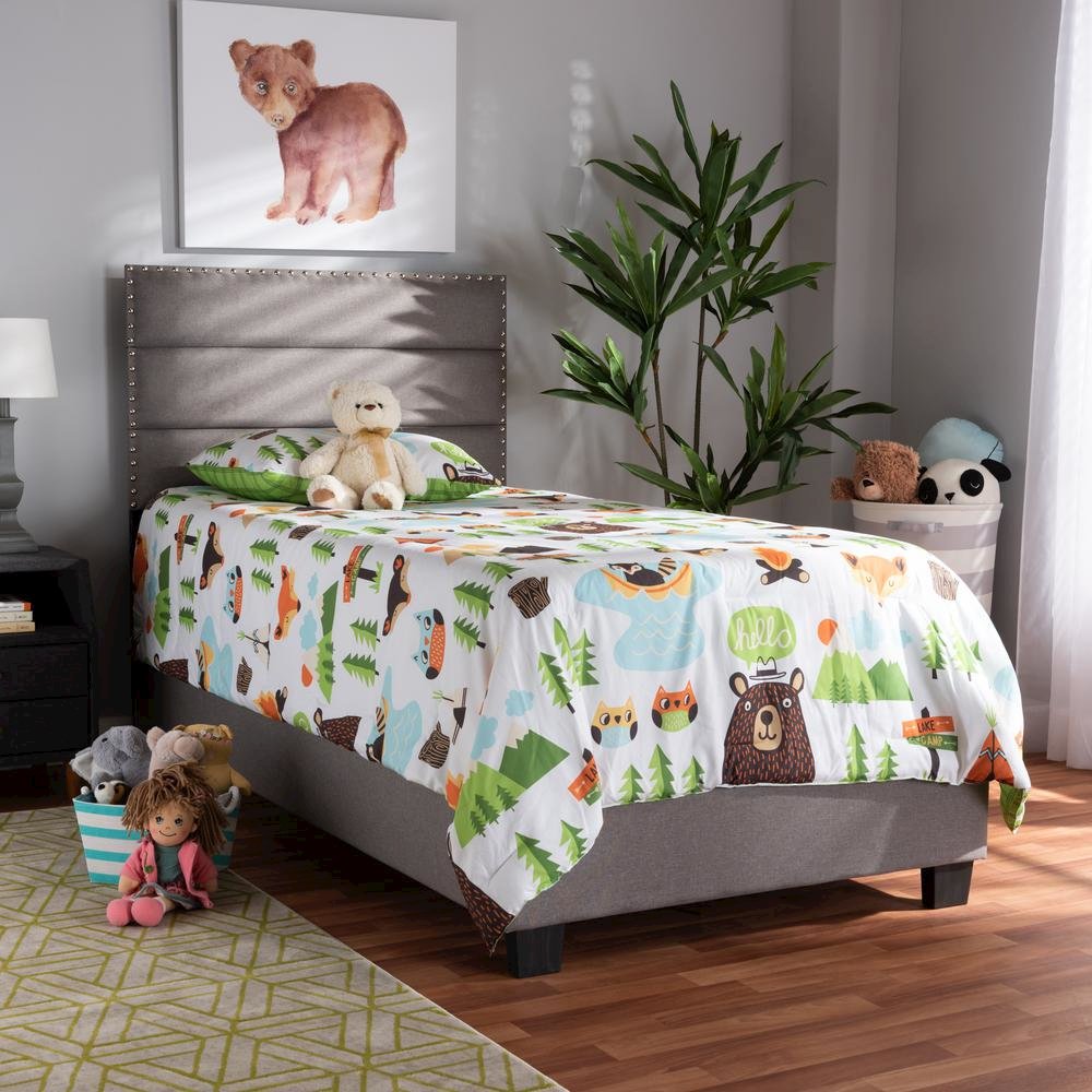 Baxton Studio Ansa Modern and Contemporary Grey Fabric Upholstered Twin Size Bed. Picture 16