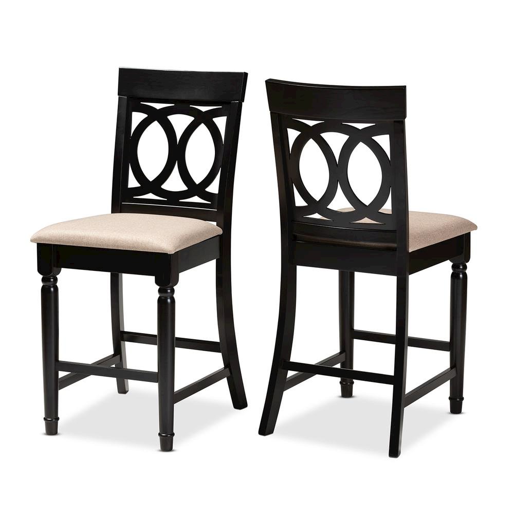 Fabric Upholstered Espresso Brown Finished 2-Piece Wood Counter Stool Set of 4. Picture 9