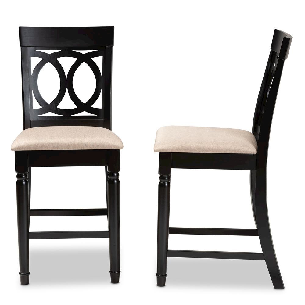 Fabric Upholstered Espresso Brown Finished 2-Piece Wood Counter Stool Set of 4. Picture 11