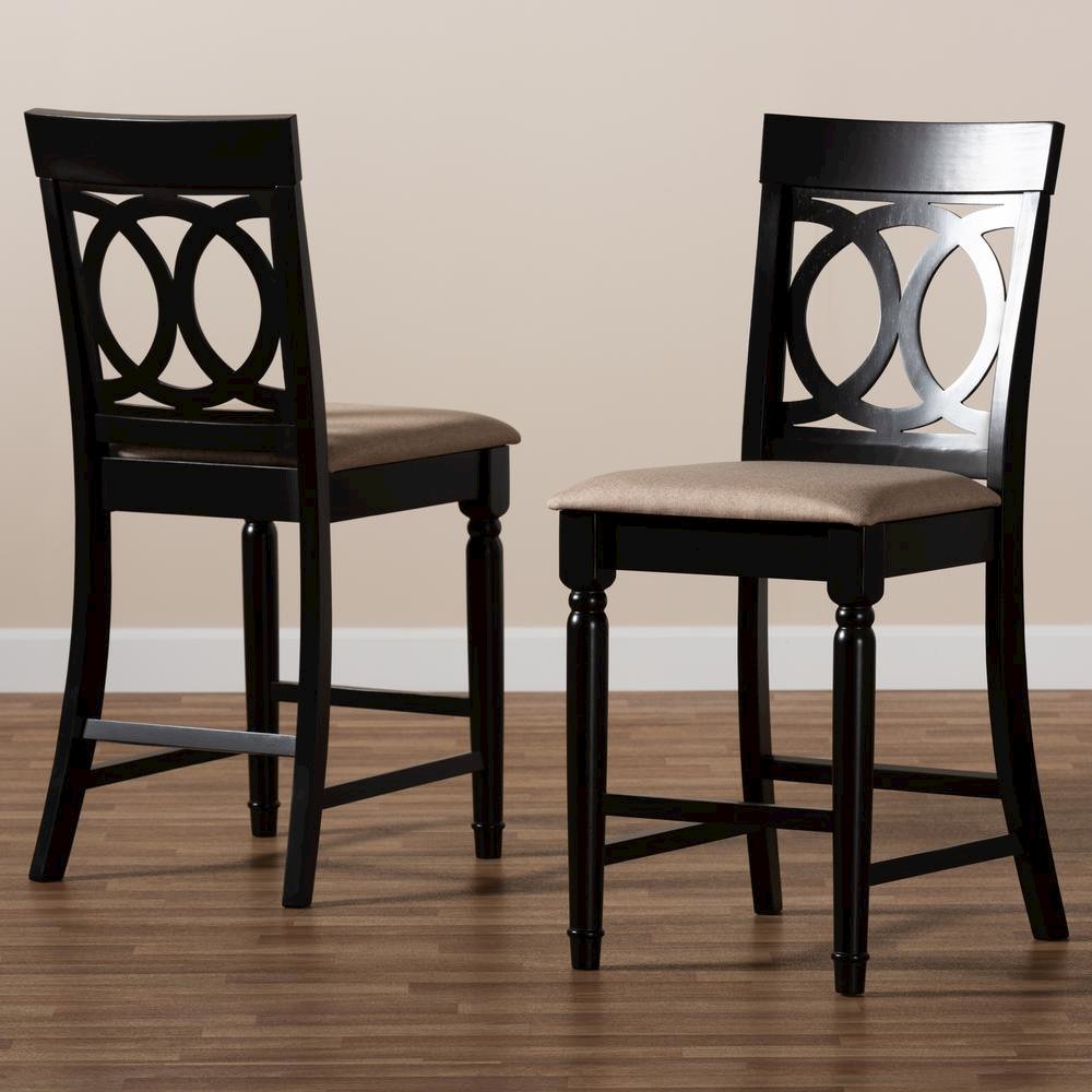Fabric Upholstered Espresso Brown Finished 2-Piece Wood Counter Stool Set of 4. Picture 15