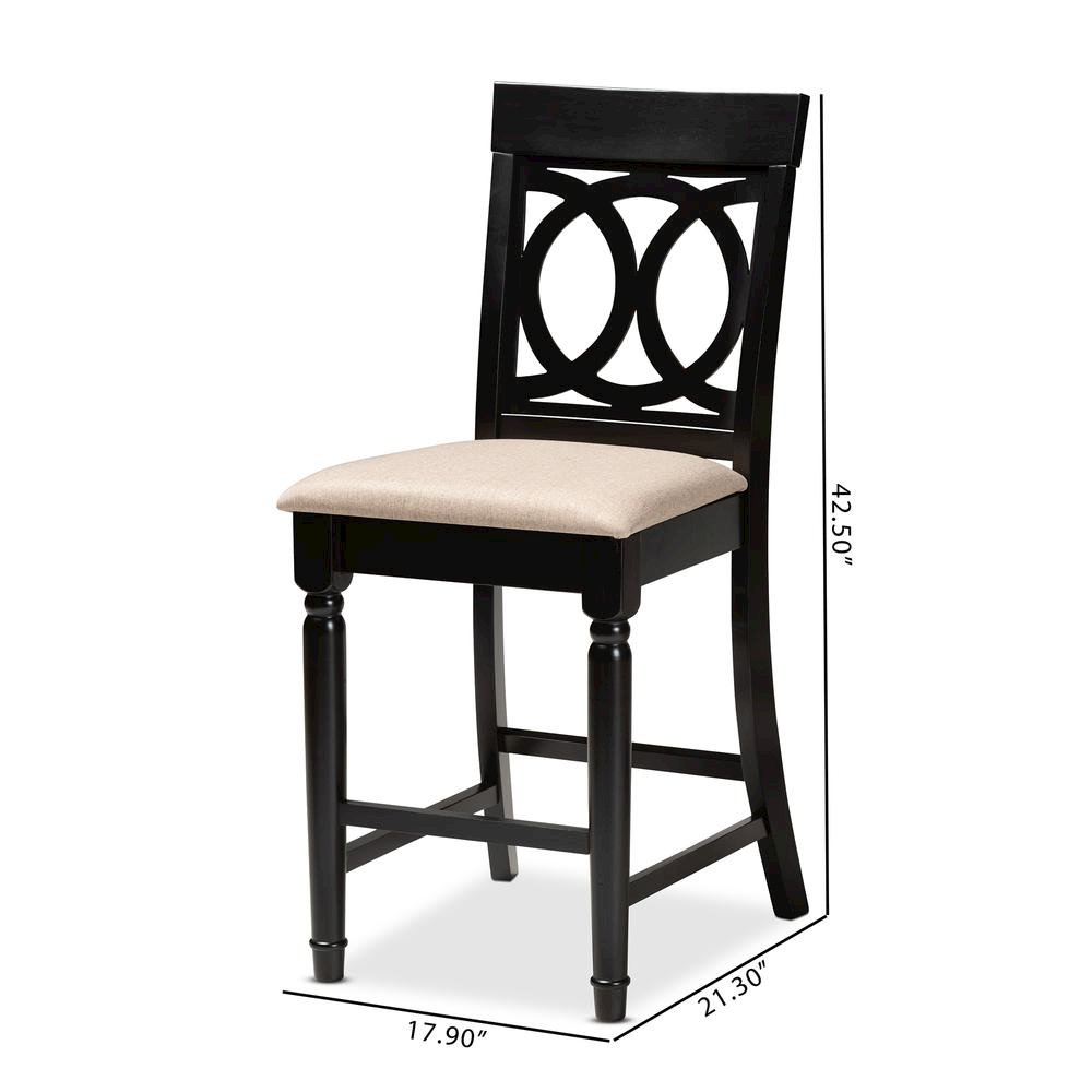 Fabric Upholstered Espresso Brown Finished 2-Piece Wood Counter Stool Set of 4. Picture 16
