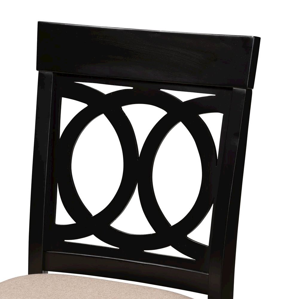 Sand Fabric Upholstered Espresso Brown Finished 5-Piece Wood Pub Set. Picture 12