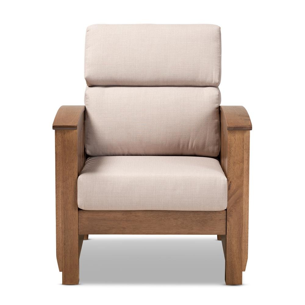 Taupe Fabric Upholstered Walnut Brown Finished Wood 1-Seater Lounge Chair. Picture 11