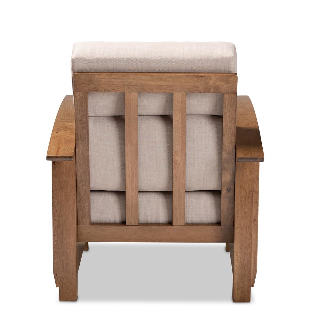 Taupe Fabric Upholstered Walnut Brown Finished Wood 1-Seater Lounge Chair. Picture 13