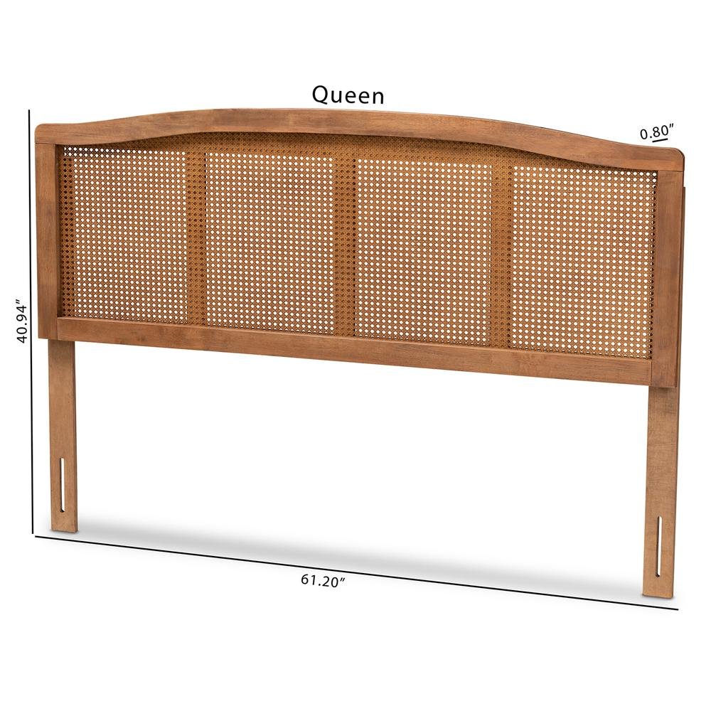 Ash Wanut Finished Wood and Synthetic Rattan Full Size Headboard. Picture 15