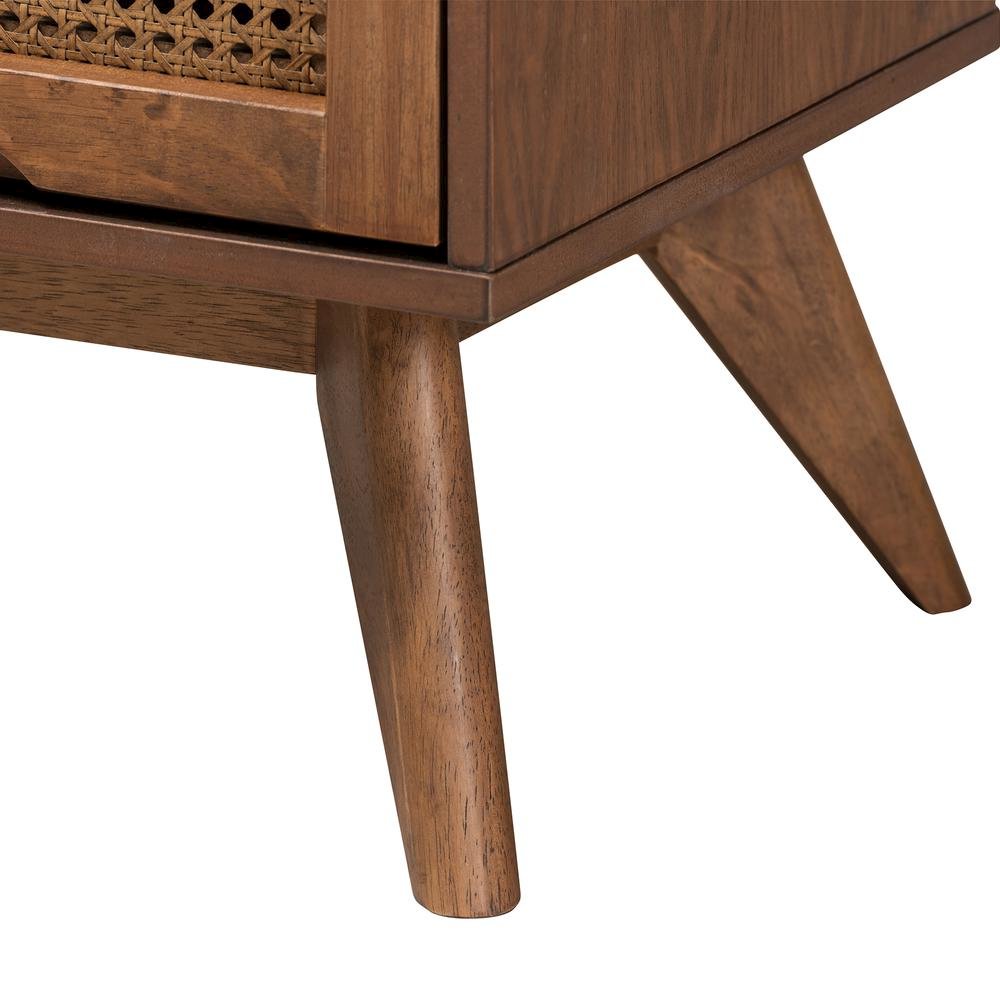 Ash Walnut Finished Wood 3-Piece Full Size Bedroom Set with Synthetic Rattan. Picture 20