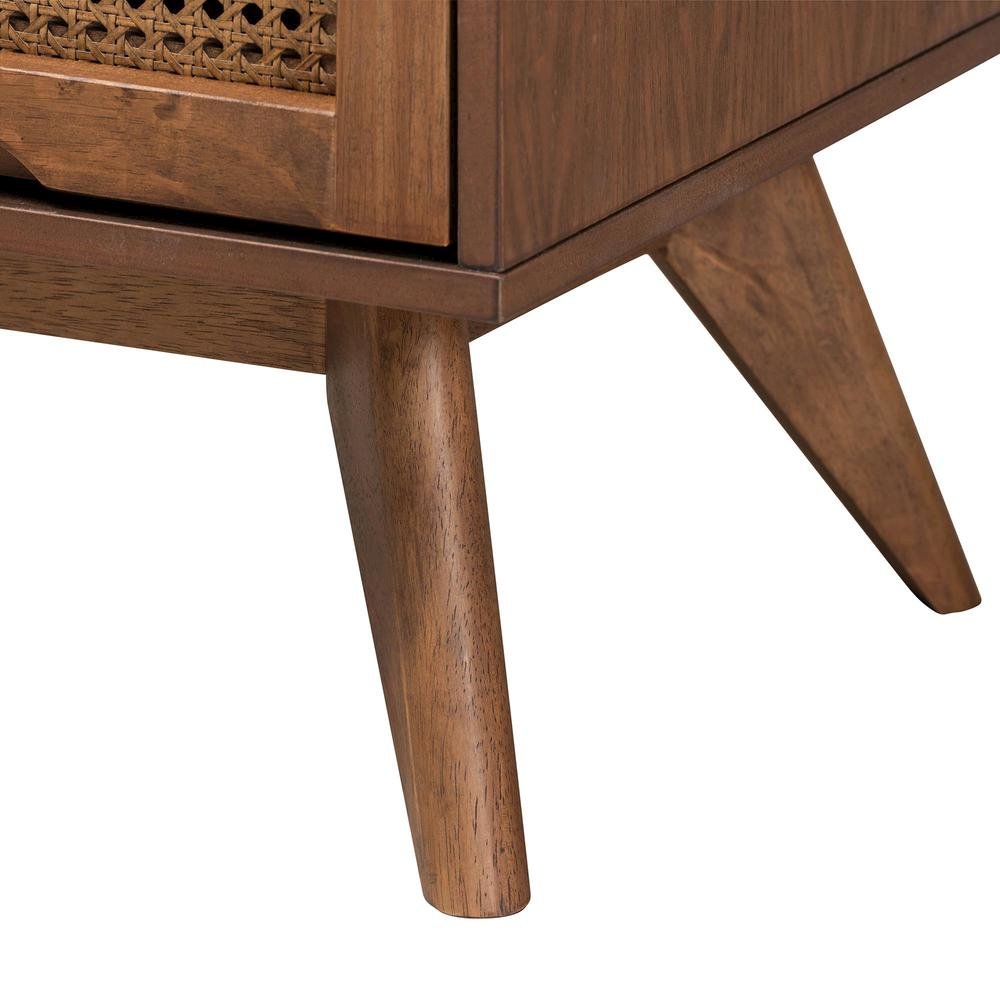 Walnut Brown Finished Wood and Rattan Full Size 3-Piece Bedroom Set. Picture 20