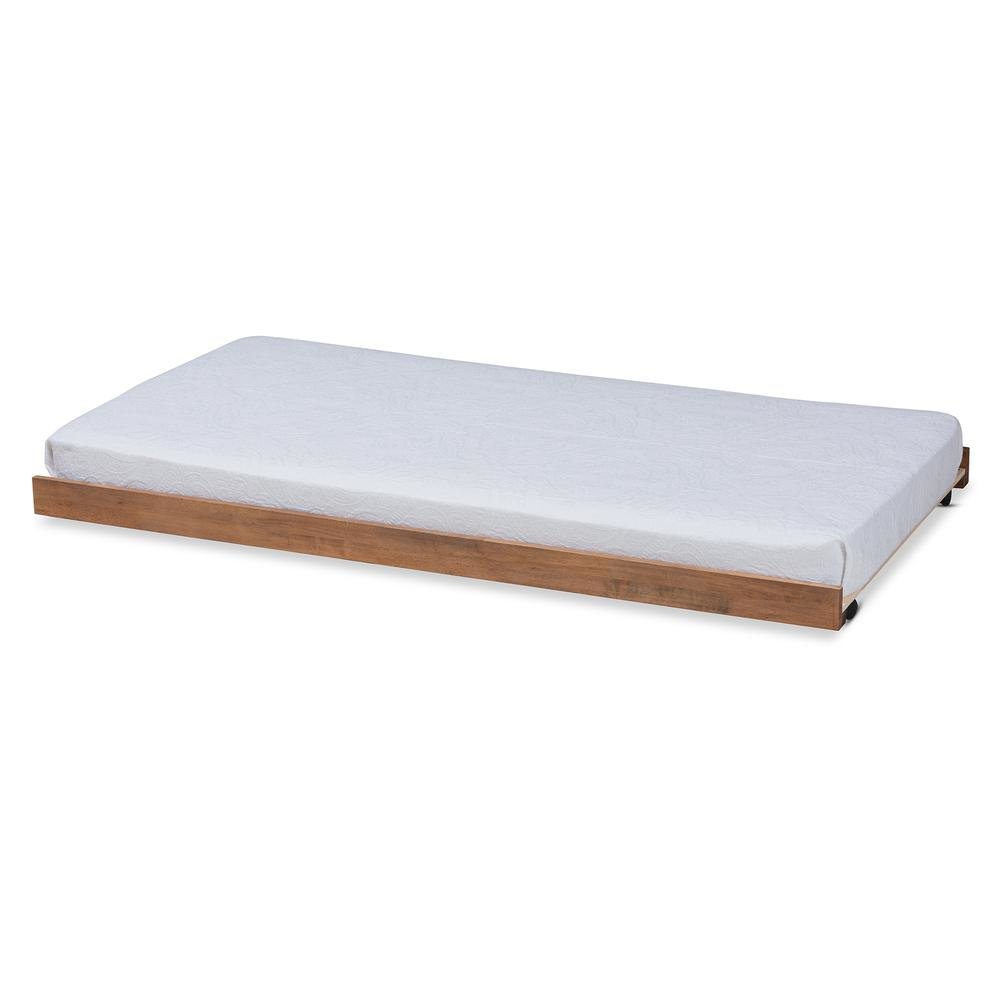 Veles Modern and Contemporary Ash Walnut Finished Twin Size Trundle Bed. Picture 7