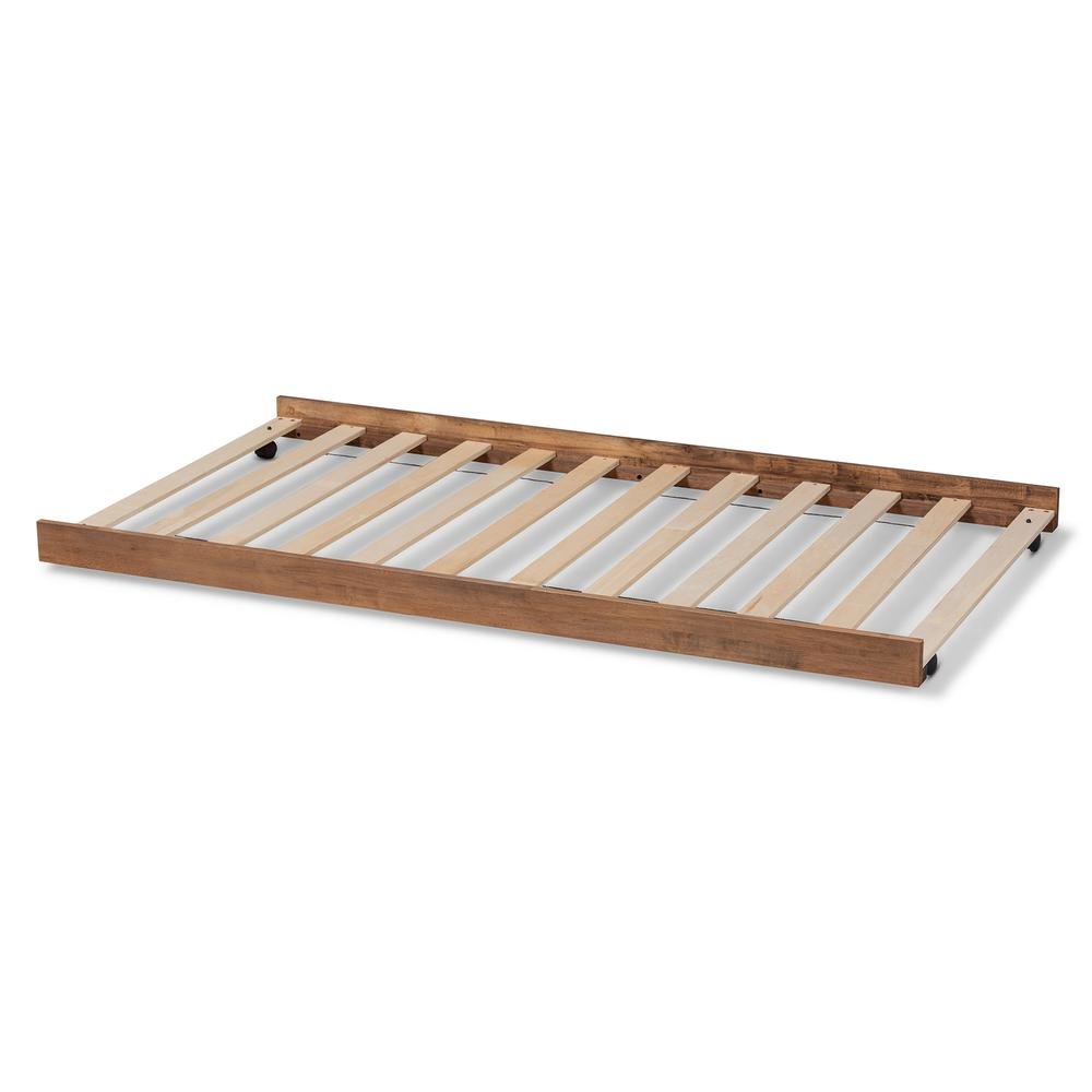 Veles Modern and Contemporary Ash Walnut Finished Twin Size Trundle Bed. Picture 9
