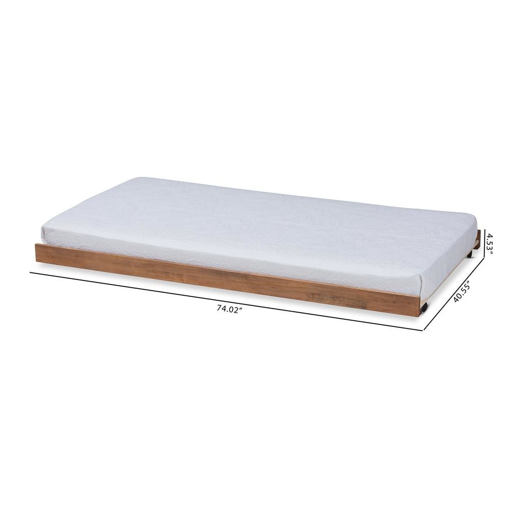 Veles Modern and Contemporary Ash Walnut Finished Twin Size Trundle Bed. Picture 12
