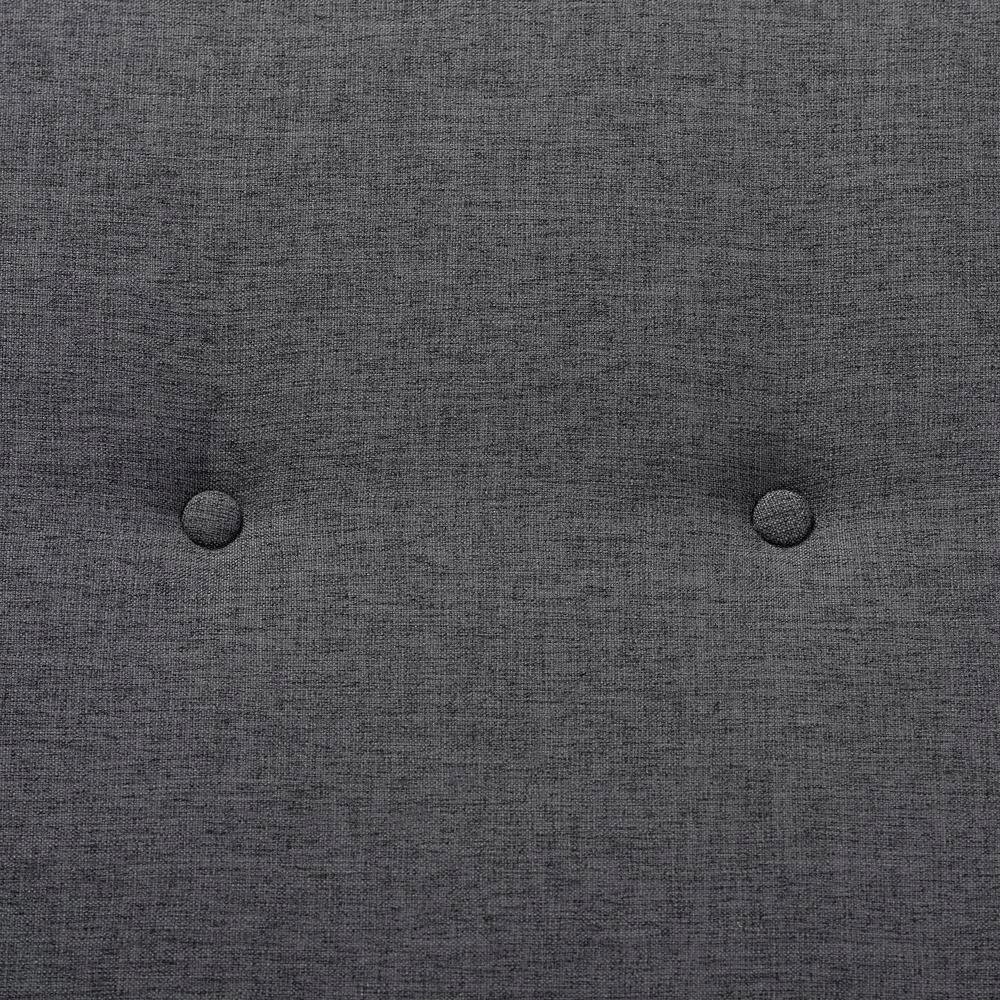 Theo Mid-Century Modern Dark Grey Fabric Upholstered Walnut Finished Bench. Picture 12