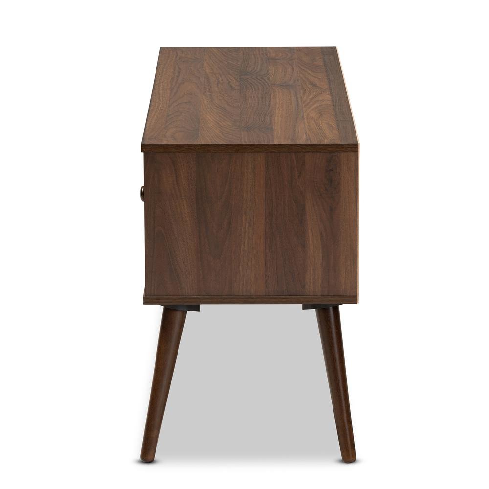 Alard Mid-Century Modern Walnut Brown Finished 2-Door Wood TV Stand. Picture 13