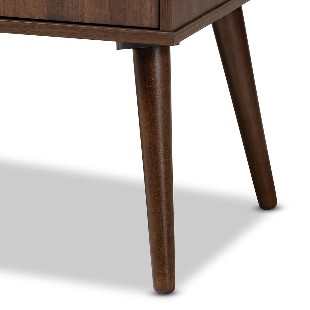 Alard Mid-Century Modern Walnut Brown Finished 2-Door Wood TV Stand. Picture 15