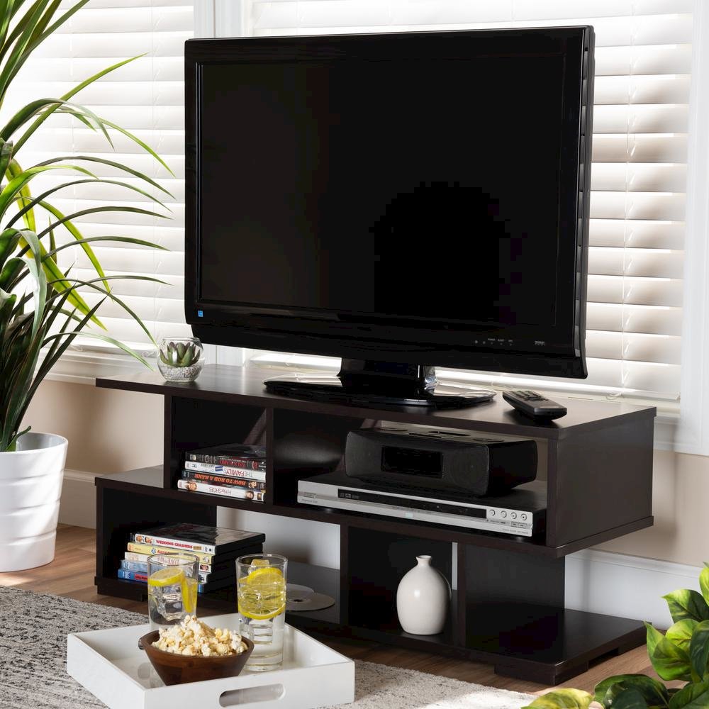 Baxton Studio Arne Modern and Contemporary Dark Brown Finished Wood TV Stand. Picture 10