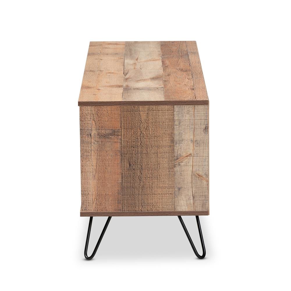 Iver Modern and Contemporary Rustic Oak Finished 1-Door Wood TV Stand. Picture 12