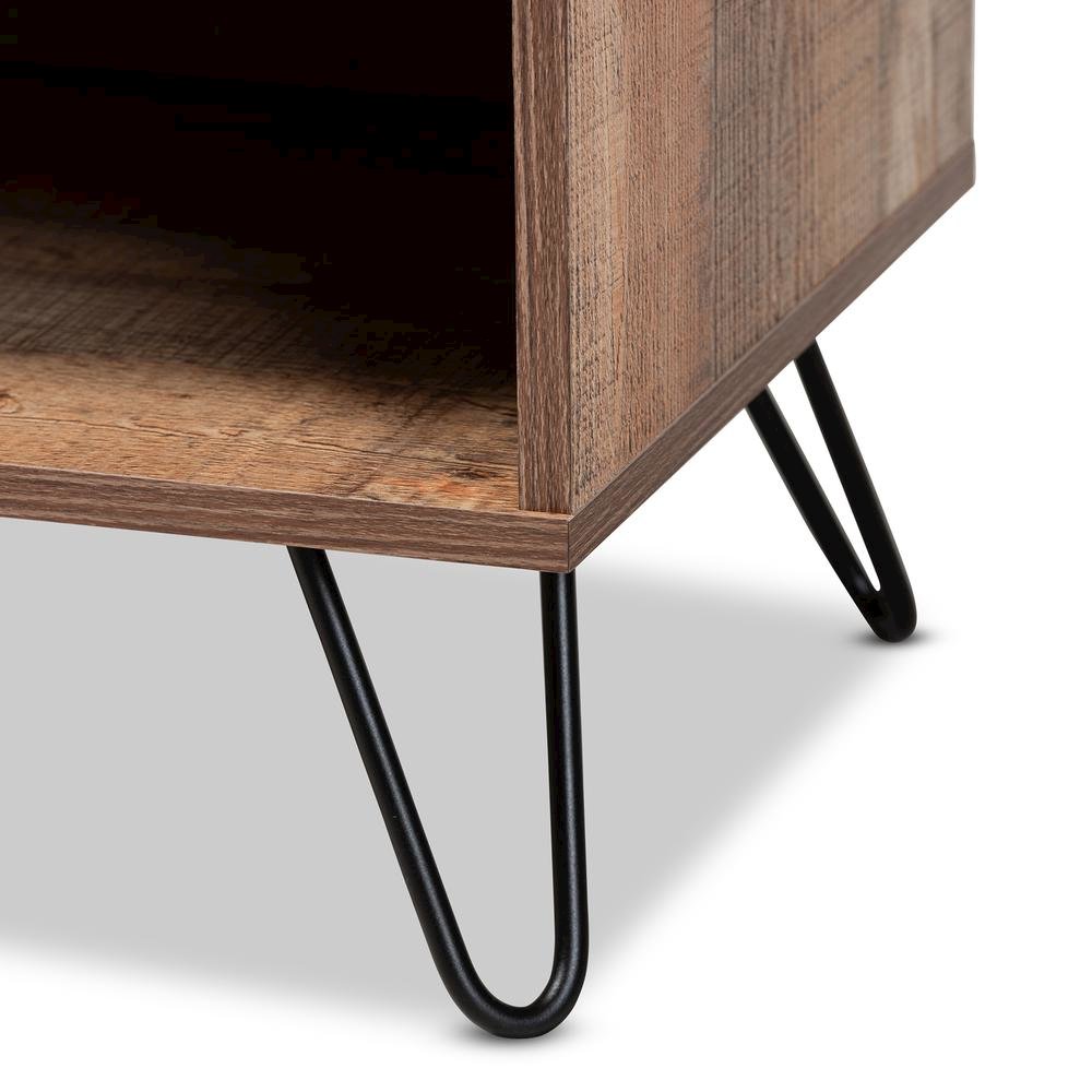 Iver Modern and Contemporary Rustic Oak Finished 1-Door Wood TV Stand. Picture 13