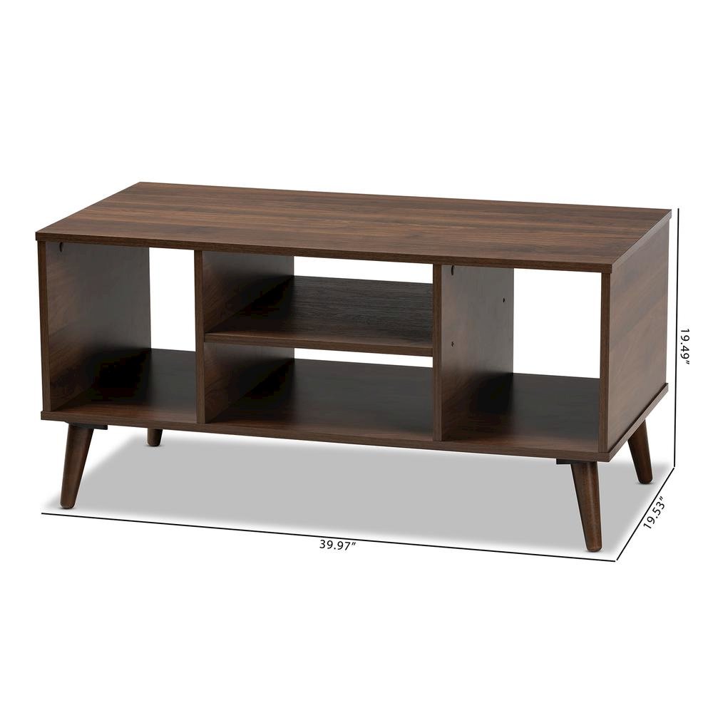 Baxton Studio Linas Mid-Century Modern Walnut Finished Coffee Table. Picture 2