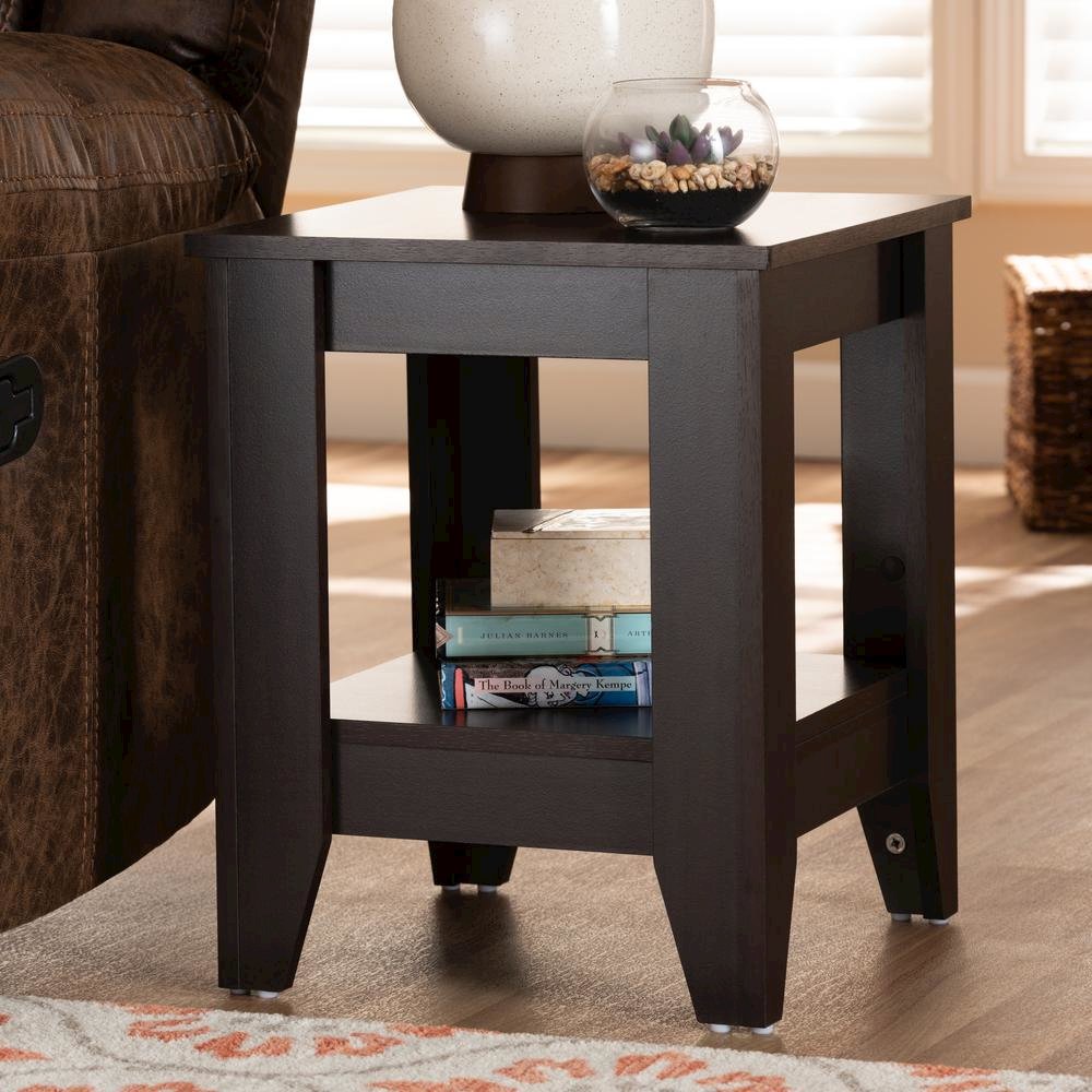 Baxton Studio Audra Modern and Contemporary Dark Brown Finished Wood End Table. Picture 10