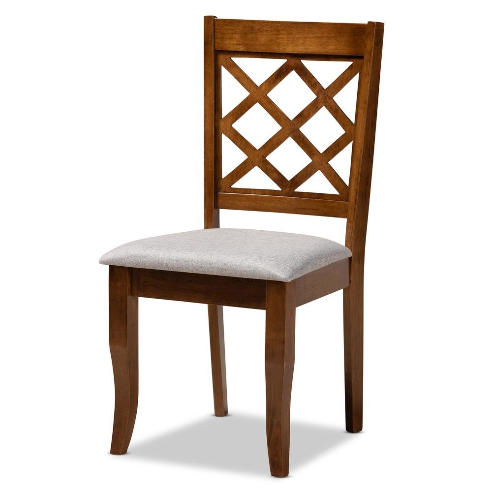 Grey Fabric Upholstered and Walnut Brown Finished Wood 5-Piece Dining Set. Picture 11