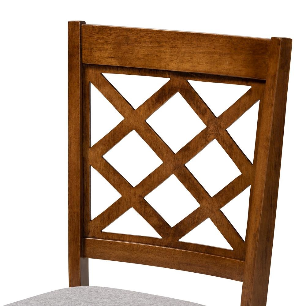 Grey Fabric Upholstered and Walnut Brown Finished Wood 5-Piece Dining Set. Picture 14