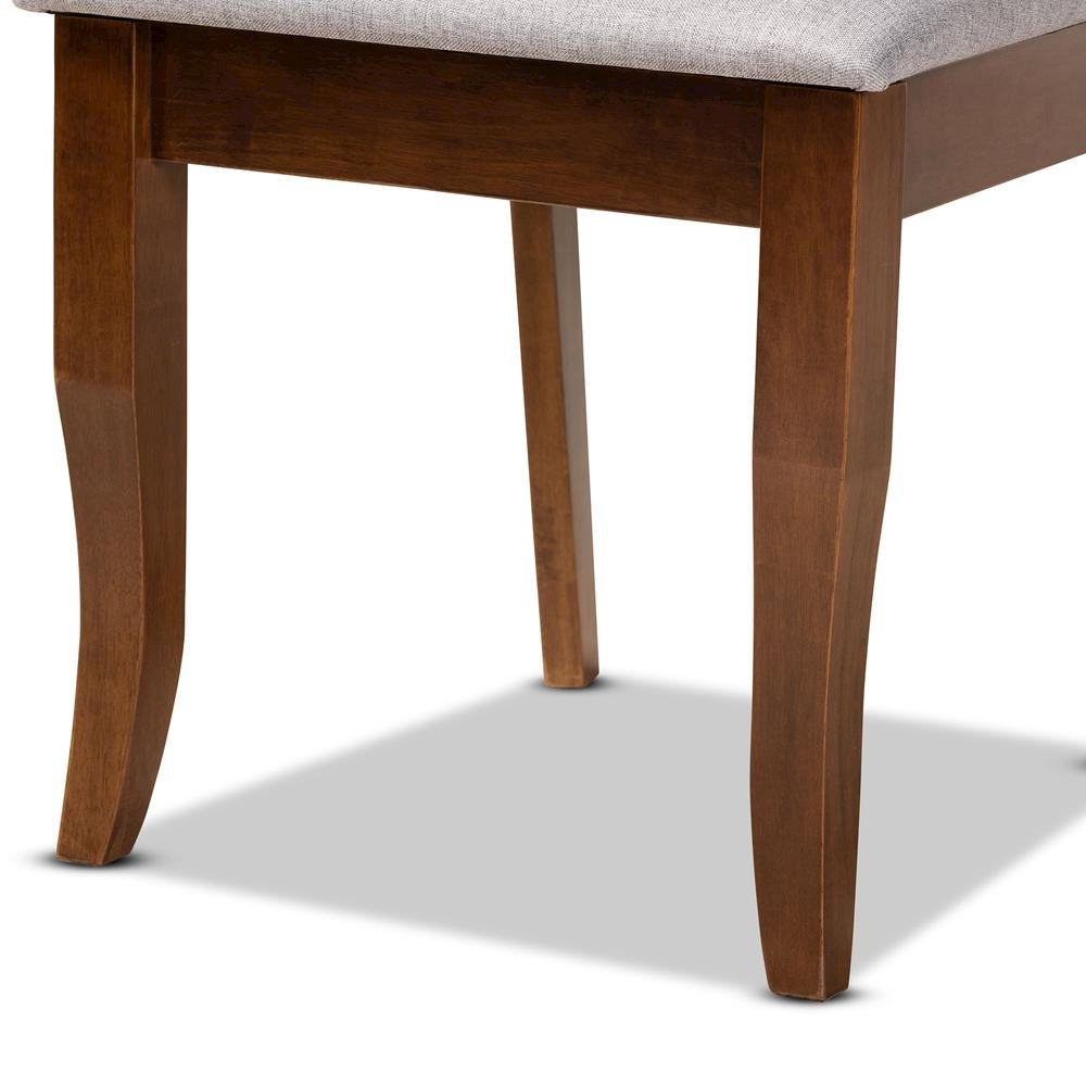 Grey Fabric Upholstered and Walnut Brown Finished Wood 5-Piece Dining Set. Picture 15