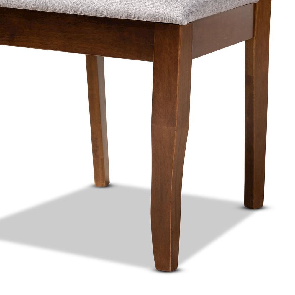 Grey Fabric Upholstered and Walnut Brown Finished Wood 5-Piece Dining Set. Picture 15