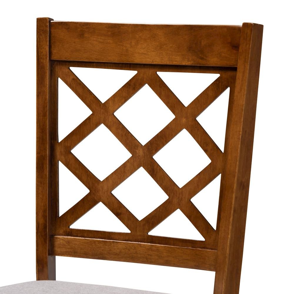 Grey Fabric Upholstered and Walnut Brown Finished Wood 5-Piece Dining Set. Picture 14