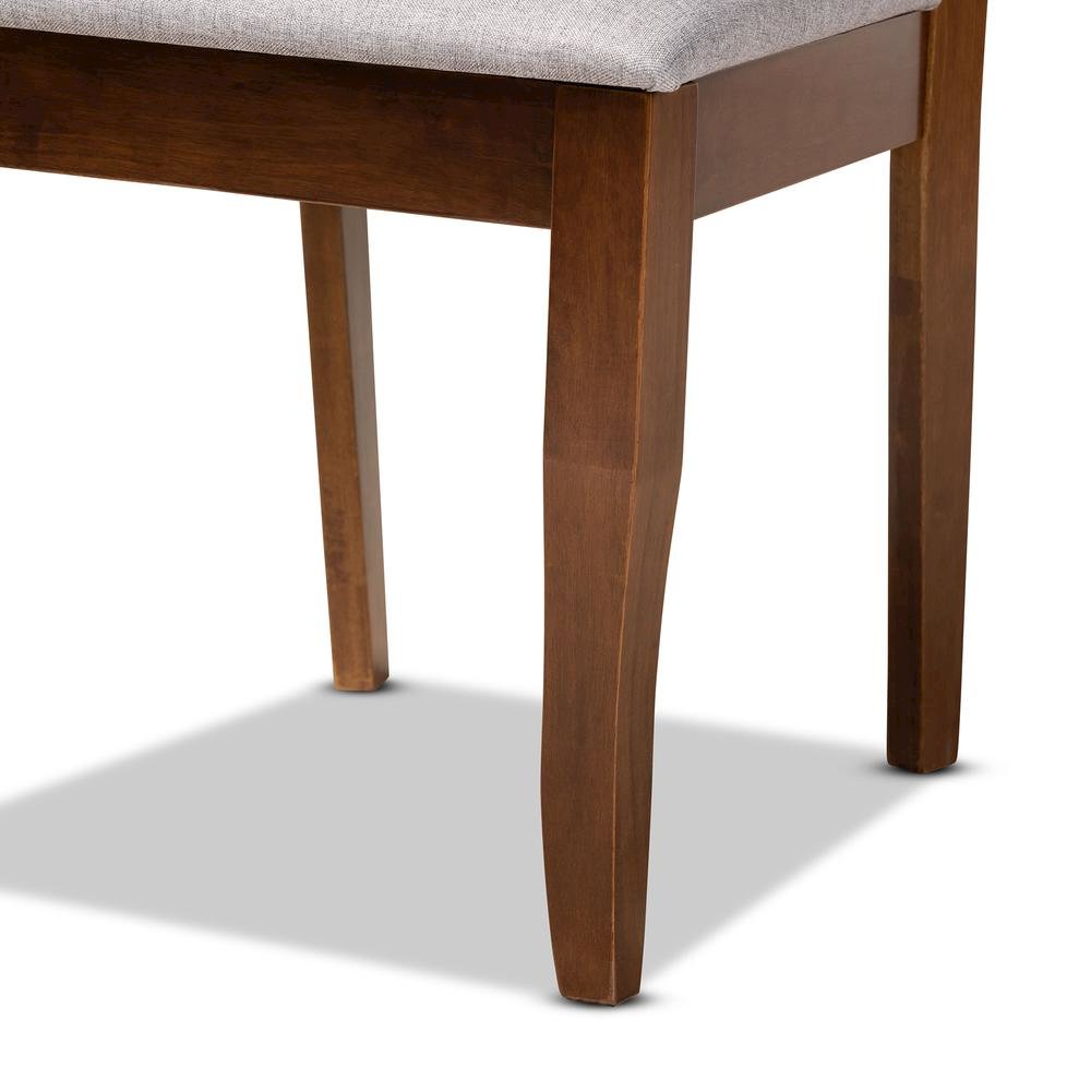 Grey Fabric Upholstered and Walnut Brown Finished Wood 5-Piece Dining Set. Picture 15