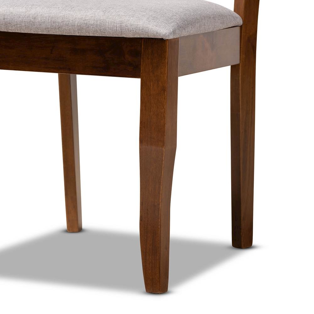 Grey Fabric Upholstered and Walnut Brown Finished Wood 6-Piece Dining Set. Picture 15