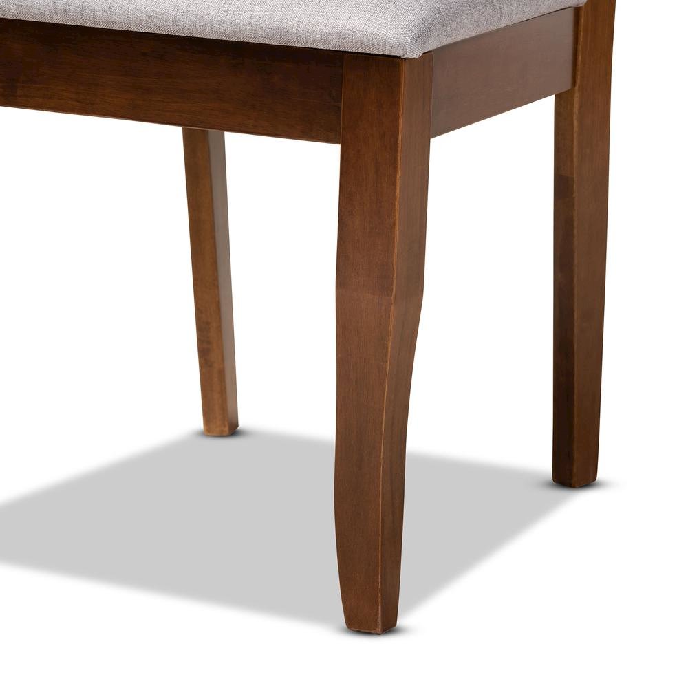 Grey Fabric Upholstered and Walnut Brown Finished Wood 4-Piece Dining Chair Set. Picture 11