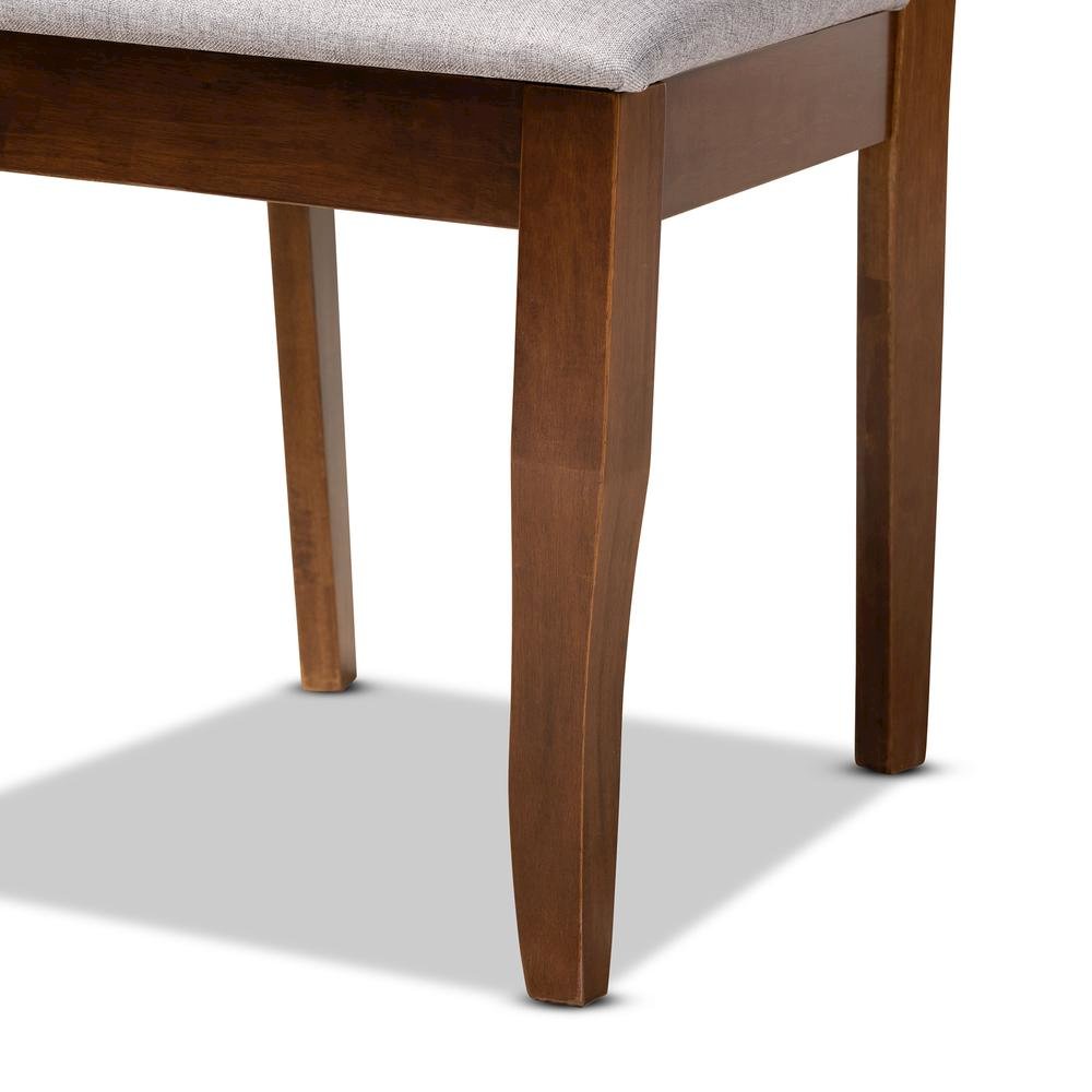Grey Fabric Upholstered and Walnut Brown Finished Wood 5-Piece Dining Set. Picture 15