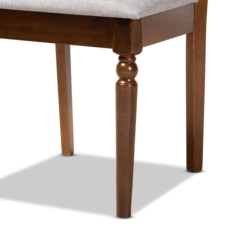 Grey Fabric Upholstered and Walnut Brown Finished Wood 4-Piece Dining Chair Set. Picture 11