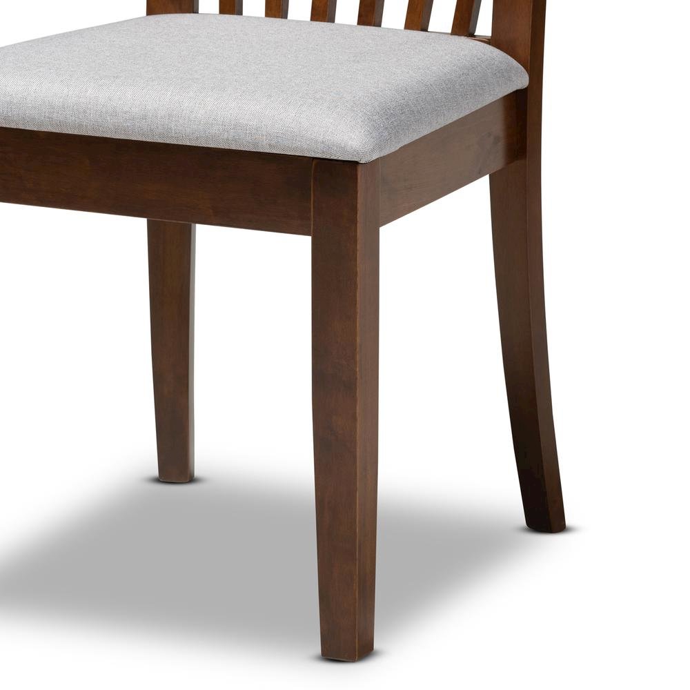 Grey Fabric Upholstered and Walnut Brown Finished Wood 6-Piece Dining Set. Picture 17