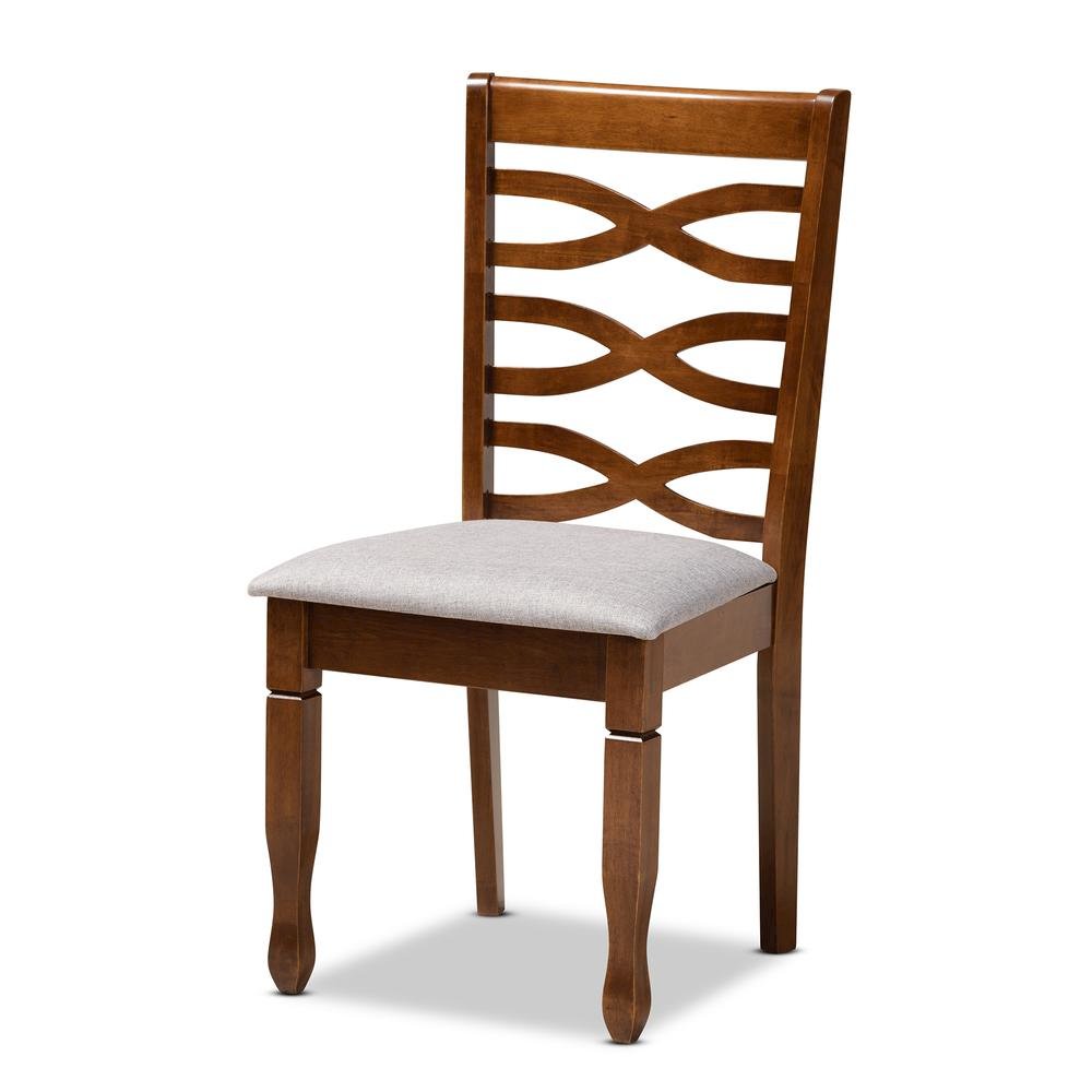 Grey Fabric Upholstered and Walnut Brown Finished Wood 5-Piece Dining Set. Picture 11
