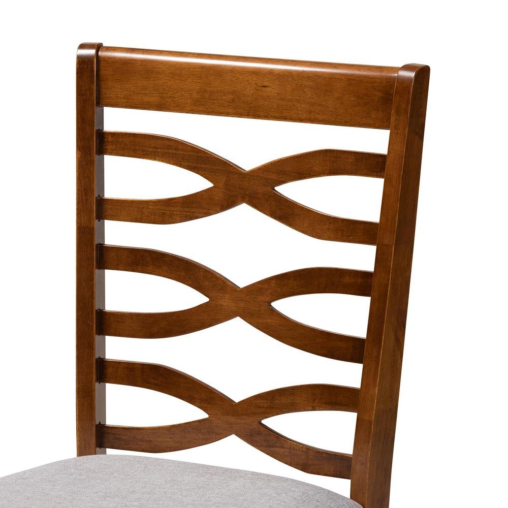 Grey Fabric Upholstered and Walnut Brown Finished Wood 5-Piece Dining Set. Picture 14