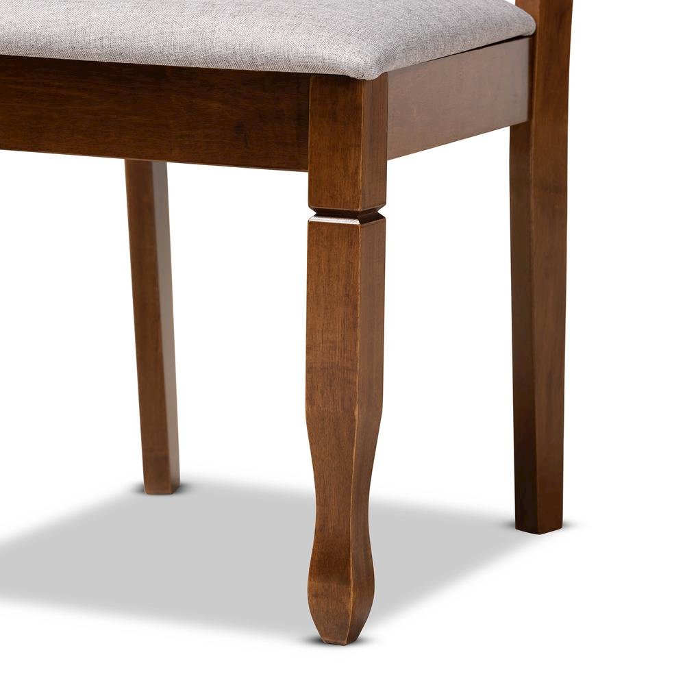 Grey Fabric Upholstered and Walnut Brown Finished Wood 5-Piece Dining Set. Picture 15