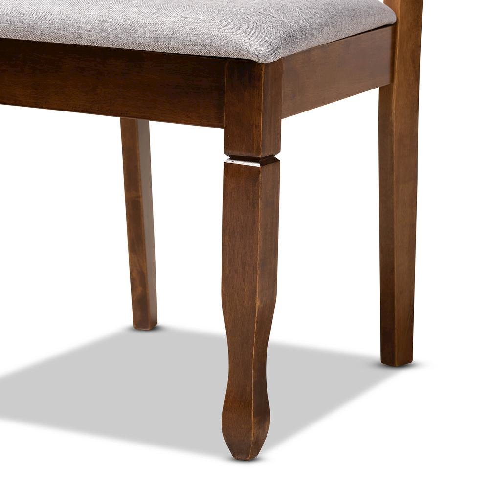 Grey Fabric Upholstered and Walnut Brown Finished Wood 4-Piece Dining Chair Set. Picture 11