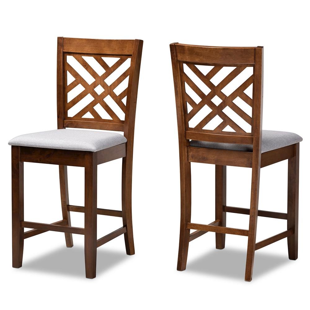 Walnut Brown Finished 2-Piece Wood Counter Height Pub Chair Set Set. Picture 9