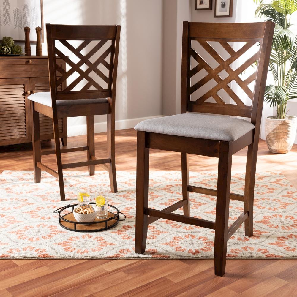 Walnut Brown Finished 2-Piece Wood Counter Height Pub Chair Set Set. Picture 14