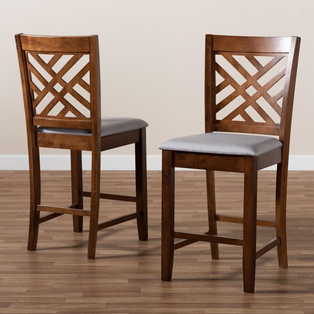 Walnut Brown Finished 2-Piece Wood Counter Height Pub Chair Set Set. Picture 15