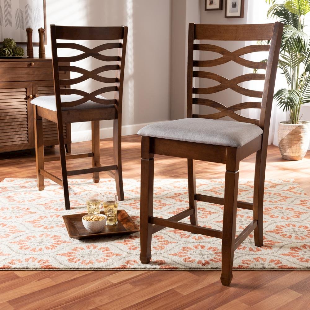 Walnut Brown Finished 2-Piece Wood Counter Height Pub Chair Set Set. Picture 14