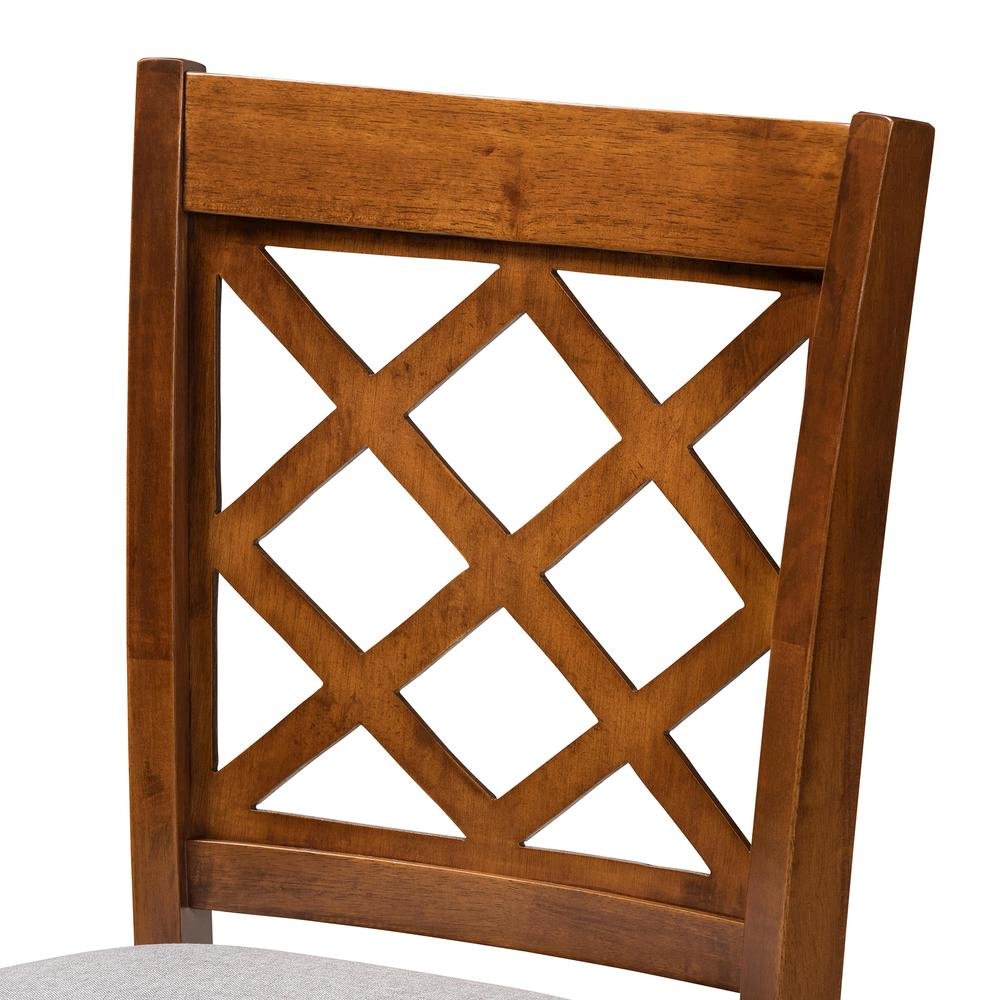 Grey Fabric Upholstered Walnut Brown Finished 5-Piece Wood Pub Set. Picture 13
