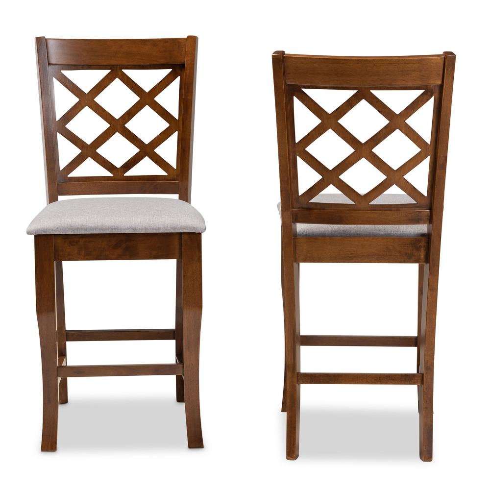 Walnut Brown Finished Wood 2-Piece Counter Height Pub Chair Set. Picture 10
