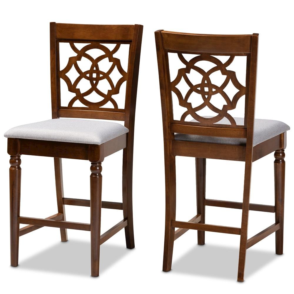Walnut Brown Finished Wood 2-Piece Counter Height Pub Chair Set. Picture 9