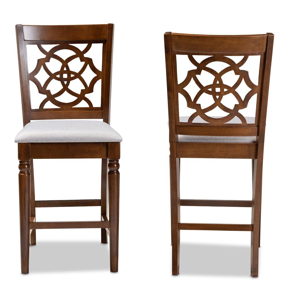 Walnut Brown Finished Wood 2-Piece Counter Height Pub Chair Set. Picture 10